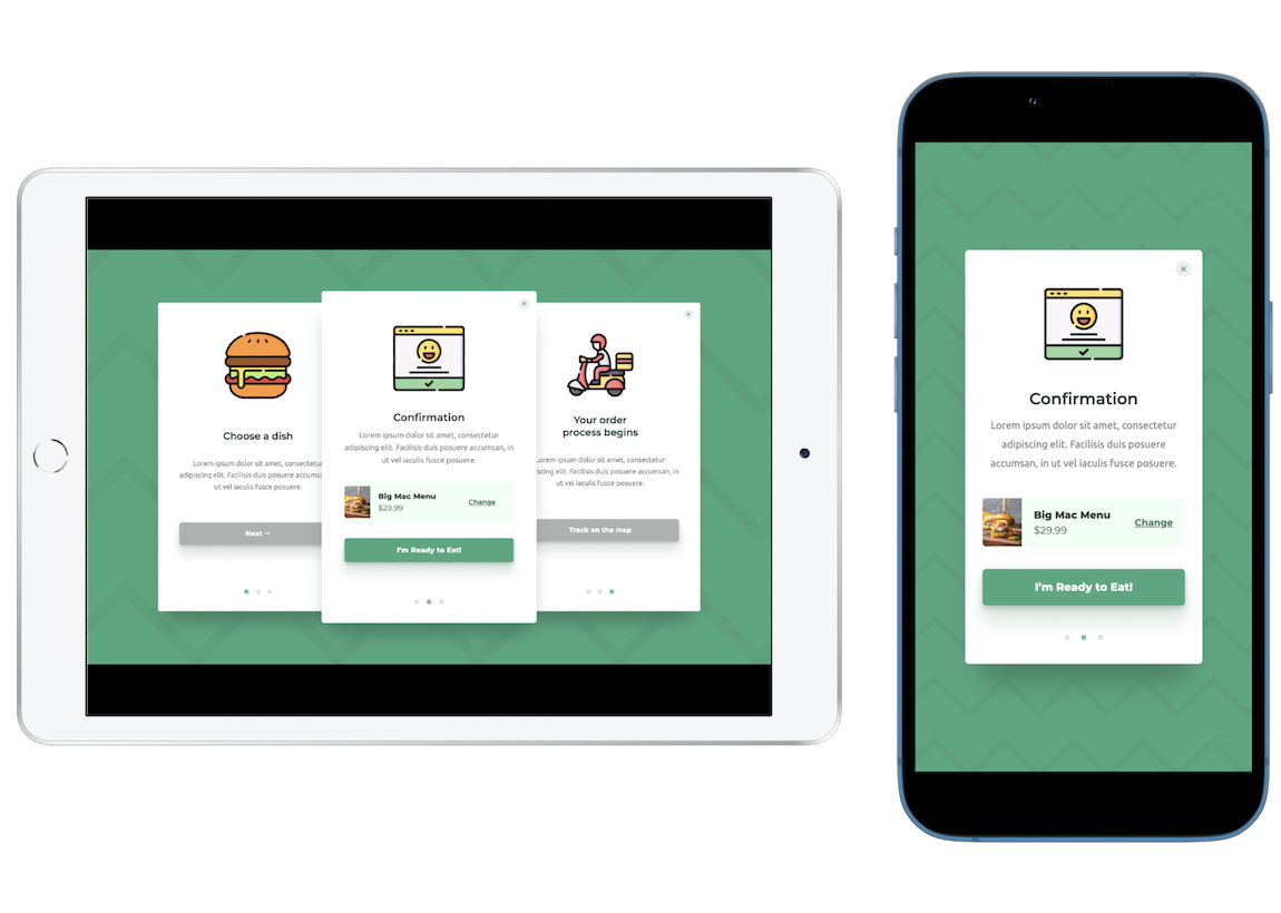 Food Delivery Status Page Layout tablet